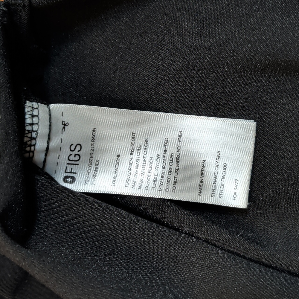 Figs Black V-Neck Short Sleeve Scrub Top XL - Picture 10 of 10